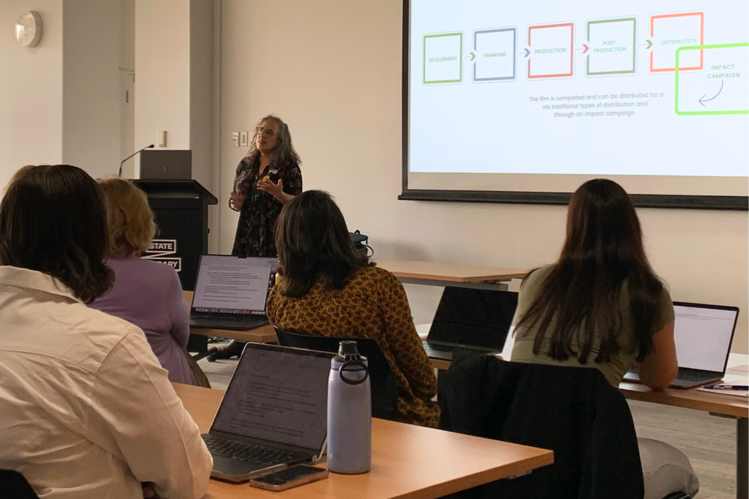 Mitzi Goldman presenting at the Advancing Impact Workshop in Perth